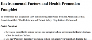 Environmental Factors and Health Promotion Pamphlet