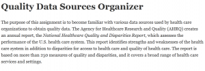 Quality Data Sources Organizer