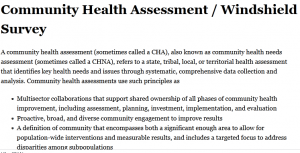 Community Health Assessment / Windshield Survey