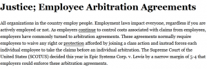 Justice; Employee Arbitration Agreements