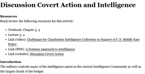 Discussion Covert Action and Intelligence