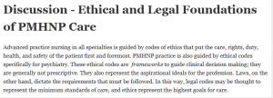 Discussion - Ethical and Legal Foundations of PMHNP Care