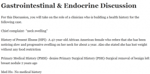 Gastrointestinal & Endocrine Discussion