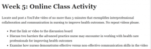 Week 5: Online Class Activity