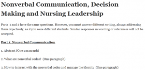 Nonverbal Communication, Decision Making and Nursing Leadership 
