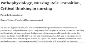 Pathophysiology, Nursing Role Transition, Critical thinking in nursing