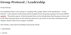 Group Protocol / Leadership 