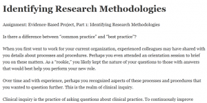 Identifying Research Methodologies