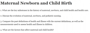 Maternal Newborn and Child Birth