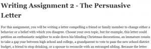 Writing Assignment 2 - The Persuasive Letter