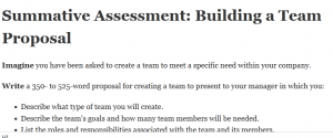 Summative Assessment: Building a Team Proposal 