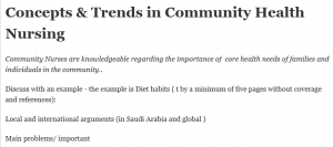 Concepts & Trends in Community Health Nursing 