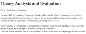 Theory Analysis and Evaluation 