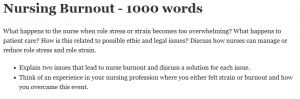 Nursing Burnout - 1000 words