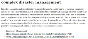 complex disaster management