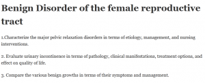 Benign Disorder of the female reproductive tract
