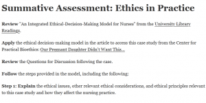 Summative Assessment: Ethics in Practice