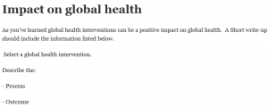 Impact on global health