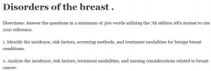 Disorders of the breast .