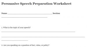 Persuasive Speech Preparation Worksheet