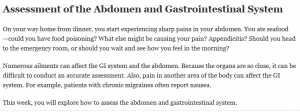 Assessment of the Abdomen and Gastrointestinal System