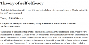 Theory of self efficacy