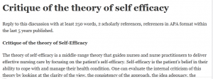 Critique of the theory of self efficacy