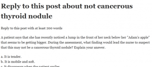 Reply to this post about not cancerous thyroid nodule