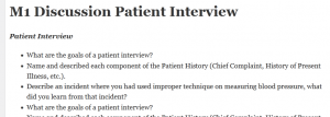 M1 Discussion Patient Interview