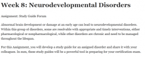 Week 8: Neurodevelopmental Disorders