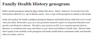 Family Health History genogram