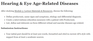 Hearing & Eye Age-Related Diseases