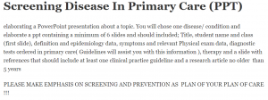 Screening Disease In Primary Care (PPT)