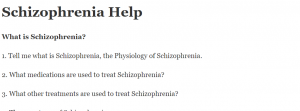 Schizophrenia Help