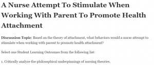 A Nurse Attempt To Stimulate When Working With Parent To Promote Health Attachment