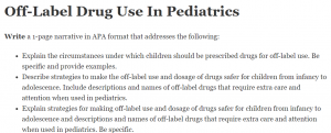 Off-Label Drug Use In Pediatrics