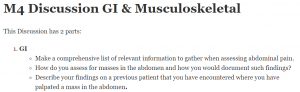 M4 Discussion GI & Musculoskeletal