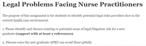 Legal Problems Facing Nurse Practitioners