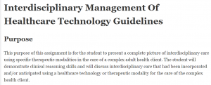 Interdisciplinary Management Of Healthcare Technology Guidelines
