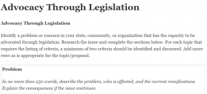 Advocacy Through Legislation