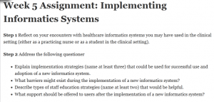 Week 5 Assignment: Implementing Informatics Systems