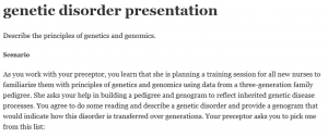 genetic disorder presentation