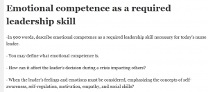 Emotional competence as a required leadership skill