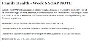 Family Health - Week 6 SOAP NOTE