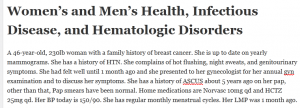 Women’s and Men’s Health, Infectious Disease, and Hematologic Disorders