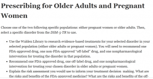 Prescribing for Older Adults and Pregnant Women