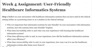 Week 4 Assignment: User-Friendly Healthcare Informatics Systems