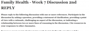 Family Health - Week 7 Discussion 2nd REPLY