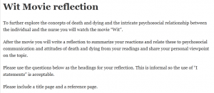 Wit Movie reflection