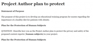 Project Author plan to protect 